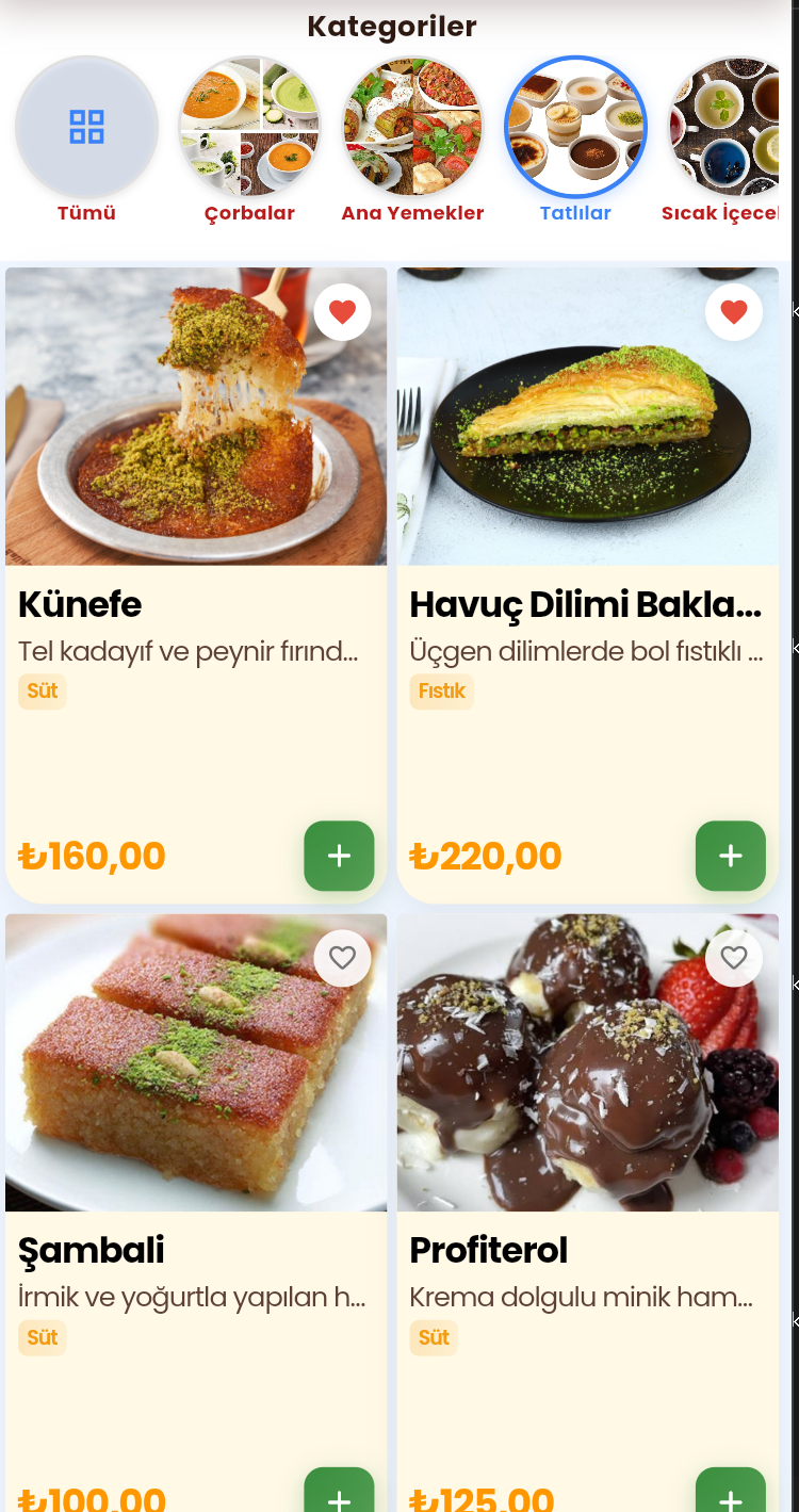 Dijital Menü Kategoriler