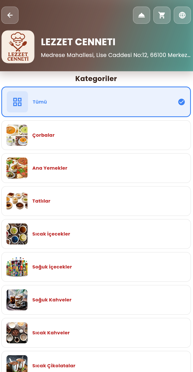 QR Menü Ürün Listesi - Dijital Menü Kategorileri ve Yemek Seçenekleri